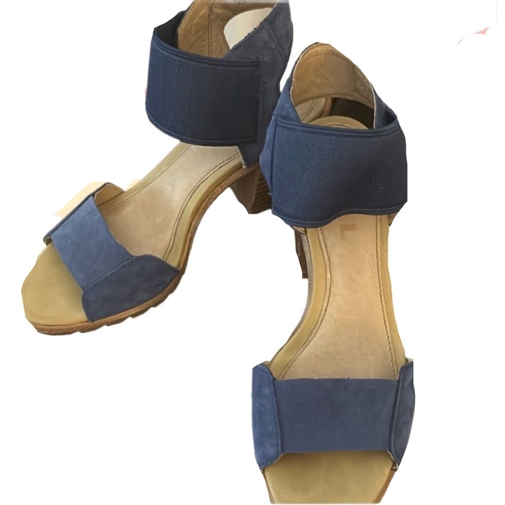 Sorel women summer blue sandals low heel slip on shoe designer pumps denim look